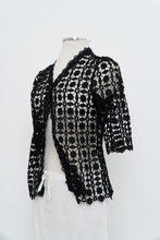 Load image into Gallery viewer, Modern x Deadstock Black Crochet Short Sleeve Cardigan (XS-M)