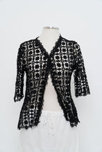 Load image into Gallery viewer, Modern x Deadstock Black Crochet Short Sleeve Cardigan (XS-M)