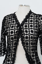 Load image into Gallery viewer, Modern x Deadstock Black Crochet Short Sleeve Cardigan (XS-M)