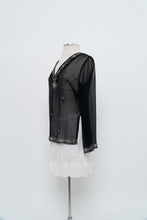 Load image into Gallery viewer, Vintage x SMART SET Black Sheer Siilk Beaded Blouse (XS-M)
