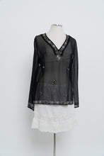 Load image into Gallery viewer, Vintage x SMART SET Black Sheer Siilk Beaded Blouse (XS-M)
