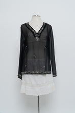 Load image into Gallery viewer, Vintage x SMART SET Black Sheer Siilk Beaded Blouse (XS-M)