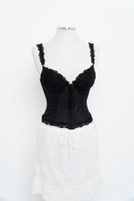 Load image into Gallery viewer, Vintage x SILK &amp; SATIN Black Lace Embroidered Corset (XS-M, B-C Cup)