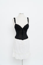 Load image into Gallery viewer, Vintage x SILK &amp; SATIN Black Lace Embroidered Corset (XS-M, B-C Cup)