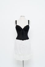 Load image into Gallery viewer, Vintage x SILK &amp; SATIN Black Lace Embroidered Corset (XS-M, B-C Cup)
