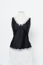 Load image into Gallery viewer, Vintage x Made in Canada x Black Satin Lace Top (L)