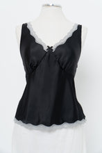 Load image into Gallery viewer, Vintage x Made in Canada x Black Satin Lace Top (L)