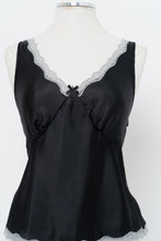 Load image into Gallery viewer, Vintage x Made in Canada x Black Satin Lace Top (L)