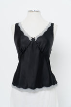 Load image into Gallery viewer, Vintage x Made in Canada x Black Satin Lace Top (L)