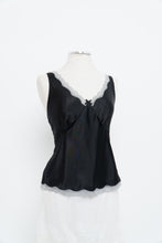 Load image into Gallery viewer, Vintage x Made in Canada x Black Satin Lace Top (L)