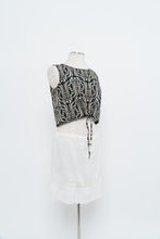 Load image into Gallery viewer, Vintage x Made in Italy x Dark Navy Patterned Crop (S, M)