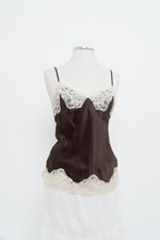 Load image into Gallery viewer, Vintage x Brown, Cream Silk Lace Tank (L)