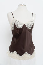 Load image into Gallery viewer, Vintage x Brown, Cream Silk Lace Tank (L)