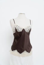 Load image into Gallery viewer, Vintage x Brown, Cream Silk Lace Tank (L)