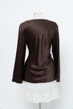 Load image into Gallery viewer, Vintage x Brown Long Sleeve Beaded Silk Blouse (S, M)