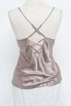 Load image into Gallery viewer, Vintage x LA VIE EN ROSE Grey Satin Tank (M)