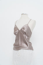 Load image into Gallery viewer, Vintage x LA VIE EN ROSE Grey Satin Tank (M)