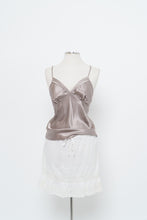 Load image into Gallery viewer, Vintage x LA VIE EN ROSE Grey Satin Tank (M)