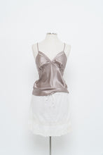 Load image into Gallery viewer, Vintage x LA VIE EN ROSE Grey Satin Tank (M)