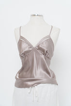 Load image into Gallery viewer, Vintage x LA VIE EN ROSE Grey Satin Tank (M)