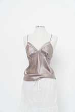 Load image into Gallery viewer, Vintage x LA VIE EN ROSE Grey Satin Tank (M)