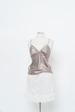 Load image into Gallery viewer, Vintage x LA VIE EN ROSE Grey Satin Tank (M)