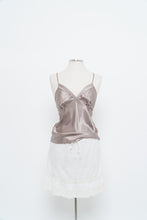 Load image into Gallery viewer, Vintage x LA VIE EN ROSE Grey Satin Tank (M)