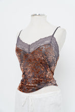 Load image into Gallery viewer, Vintage x Grey, Orange Velvet Lace Tank (M, L)