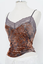 Load image into Gallery viewer, Vintage x Grey, Orange Velvet Lace Tank (M, L)