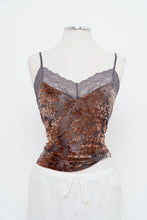 Load image into Gallery viewer, Vintage x Grey, Orange Velvet Lace Tank (M, L)