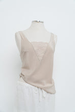 Load image into Gallery viewer, Vintage x Made in USA x OLGA Beige Silk-feel Tank (M)