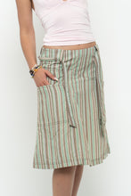 Load image into Gallery viewer, Vintage x SANDWICH Green, Brown Striped Midi Skirt (S, M)