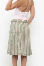 Load image into Gallery viewer, Vintage x SANDWICH Green, Brown Striped Midi Skirt (S, M)