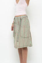Load image into Gallery viewer, Vintage x SANDWICH Green, Brown Striped Midi Skirt (S, M)