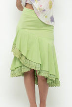 Load image into Gallery viewer, Vintage x Green Layered Fitted Lace Midi Skirt (XS(