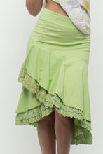 Load image into Gallery viewer, Vintage x Green Layered Fitted Lace Midi Skirt (XS(