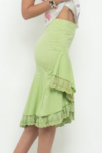 Load image into Gallery viewer, Vintage x Green Layered Fitted Lace Midi Skirt (XS(