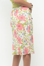 Load image into Gallery viewer, Vintage x SUZY SHEIR White Floral Stretchy Midi Skirt (S)