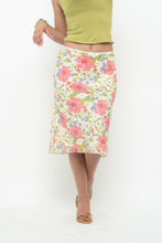 Load image into Gallery viewer, Vintage x SUZY SHEIR White Floral Stretchy Midi Skirt (S)