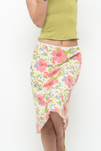 Load image into Gallery viewer, Vintage x SUZY SHEIR White Floral Stretchy Midi Skirt (S)