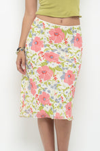 Load image into Gallery viewer, Vintage x SUZY SHEIR White Floral Stretchy Midi Skirt (S)