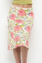 Load image into Gallery viewer, Vintage x SUZY SHEIR White Floral Stretchy Midi Skirt (S)