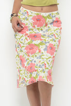 Load image into Gallery viewer, Vintage x SUZY SHEIR White Floral Stretchy Midi Skirt (S)