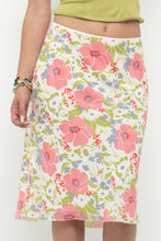 Load image into Gallery viewer, Vintage x SUZY SHEIR White Floral Stretchy Midi Skirt (S)