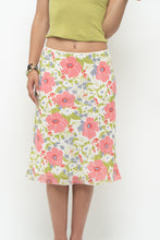 Load image into Gallery viewer, Vintage x SUZY SHEIR White Floral Stretchy Midi Skirt (S)