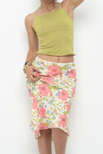 Load image into Gallery viewer, Vintage x SUZY SHEIR White Floral Stretchy Midi Skirt (S)