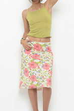 Load image into Gallery viewer, Vintage x SUZY SHEIR White Floral Stretchy Midi Skirt (S)