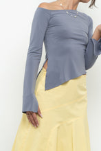 Load image into Gallery viewer, GARAGE x Slate Grey Off-Shoulder Long Sleeve Crop (XS)