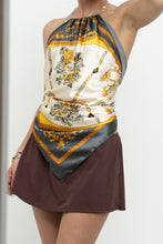 Load image into Gallery viewer, Vintage x F21 Patterned Satin Scarf Open-Back Top (XS-M)