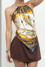 Load image into Gallery viewer, Vintage x F21 Patterned Satin Scarf Open-Back Top (XS-M)